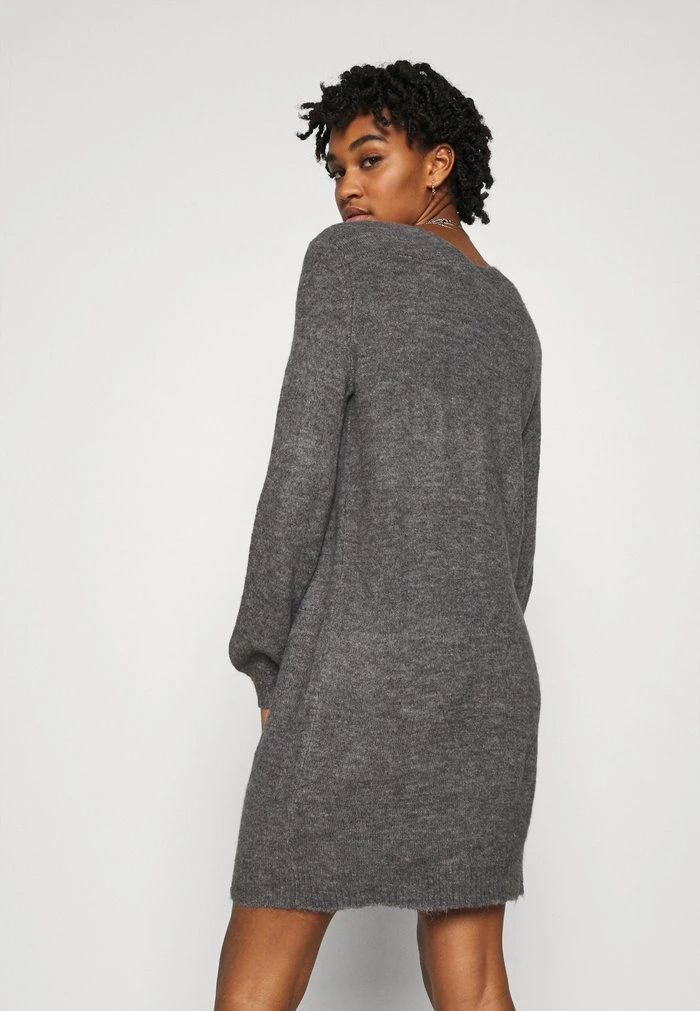 JDYELANORA V NECK DRESS - Robe Pull - Dark Grey Melange 3 JDYELANORA V NECK DRESS - Robe Pull - Dark Grey Melange – Image 3