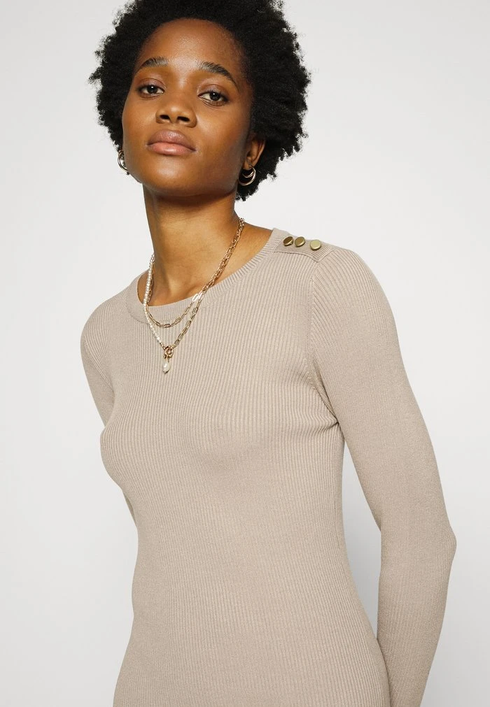 JDYPLUM ONECK BUTTON DRESS - Robe Pull - Simply Taupe 4 JDYPLUM ONECK BUTTON DRESS - Robe Pull - Simply Taupe – Image 4