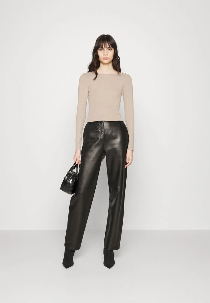 JDYPLUM O NECK BUTTON - Pullover - Simply Taupe 2 JDYPLUM O NECK BUTTON - Pullover - Simply Taupe – Image 2