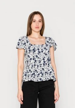 JDYSTARR LIFE CAP SLEEVE - Blouse - Cloud Dancer Blue Indigo