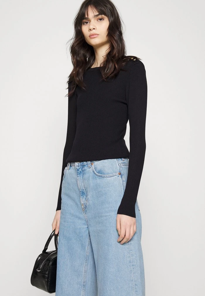 JDYPLUM O NECK BUTTON - Pullover - Black 4 JDYPLUM O NECK BUTTON - Pullover - Black – Image 4