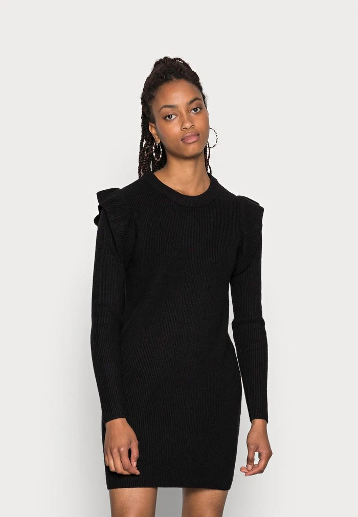 JDY WILLA FRILL DRESS - Robe Pull - Black 1 JDY WILLA FRILL DRESS - Robe Pull - Black