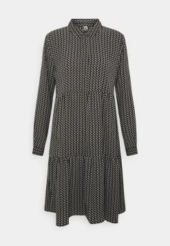 JDYPIPER WVN N - Robe Chemise - Black/egret/natural Geometric