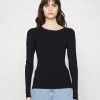 JDYPLUM O NECK BUTTON - Pullover - Black