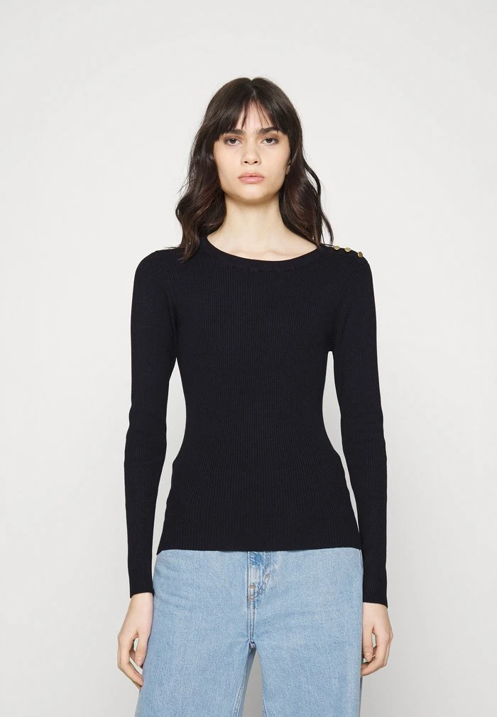 JDYPLUM O NECK BUTTON - Pullover - Black 1 JDYPLUM O NECK BUTTON - Pullover - Black