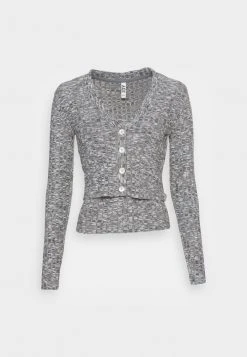 JDYMELISA SHORT CARDIGAN 2 In 1 - Débardeur - Dark Grey Melange -JDY Soldes Magasin 50aefec1ec1e40d0a6deca78ee39f2b3