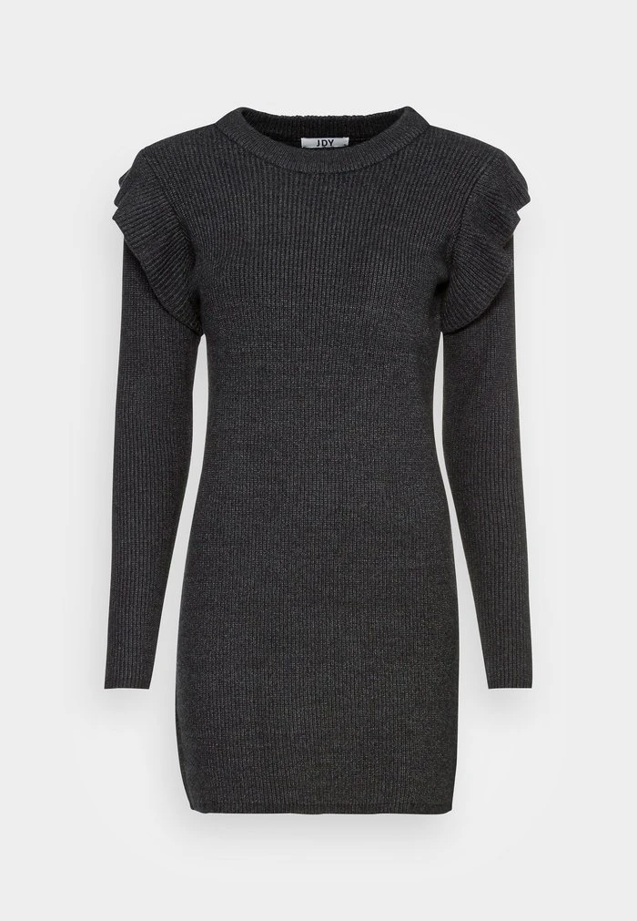JDY WILLA FRILL DRESS - Robe Pull - Dark Grey Melange 4 JDY WILLA FRILL DRESS - Robe Pull - Dark Grey Melange – Image 4