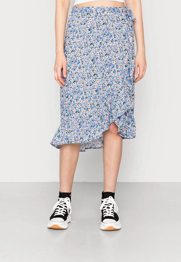 JDYSTARR LIFE BELOW KNEE SKIRT - Jupe Trapèze - Blue/kamille 1 JDYSTARR LIFE BELOW KNEE SKIRT - Jupe Trapèze - Blue/kamille