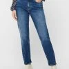 JDY KAJA LIFE HW ANKLE - Jean Slim - Dark Blue Denim