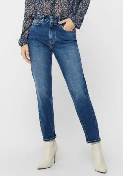 JDY KAJA LIFE HW ANKLE - Jean Slim - Dark Blue Denim