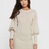JDYEMMA PUFF SLEEVE DRESS - Robe Pull - Oatmeal