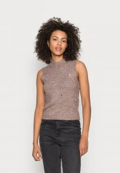 JDYNAT HIGH NECK VEST - Pullover - Mottled Light Brown