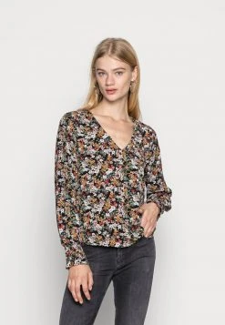 JDYPIPER V NECK - Blouse - Black/multi-coloured