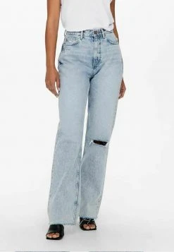 STRAIGHT FIT JDYDICHTE HW WIDE RAW - Jean Flare - Light Blue Denim