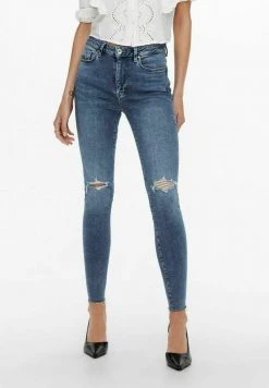 SKINNY FIT JEANS JDYFENJA LIFE RW DESTROYED - Jeans Skinny - Medium Blue Denim