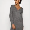 JDYELANORA V NECK DRESS - Robe Pull - Dark Grey Melange
