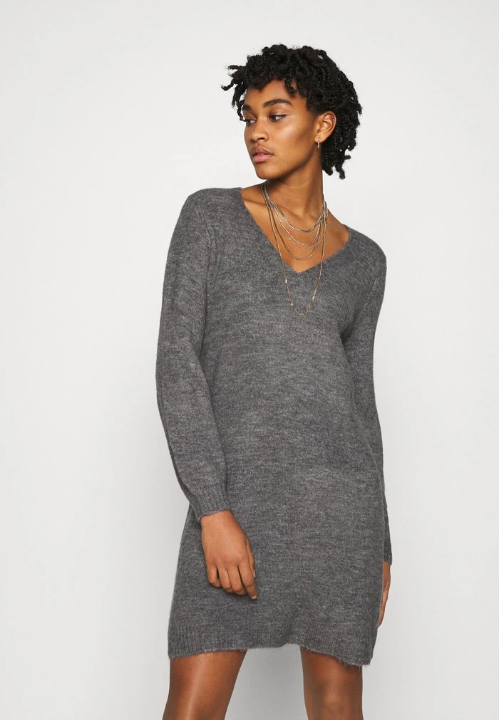 JDYELANORA V NECK DRESS - Robe Pull - Dark Grey Melange 1 JDYELANORA V NECK DRESS - Robe Pull - Dark Grey Melange