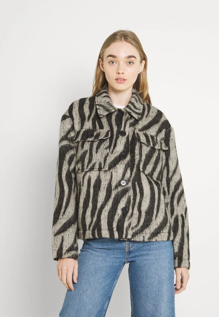 JDYLOLES ANIMAL SHIRT SHACKET - Veste Légère - Siple Taupe/black 1 JDYLOLES ANIMAL SHIRT SHACKET - Veste Légère - Siple Taupe/black