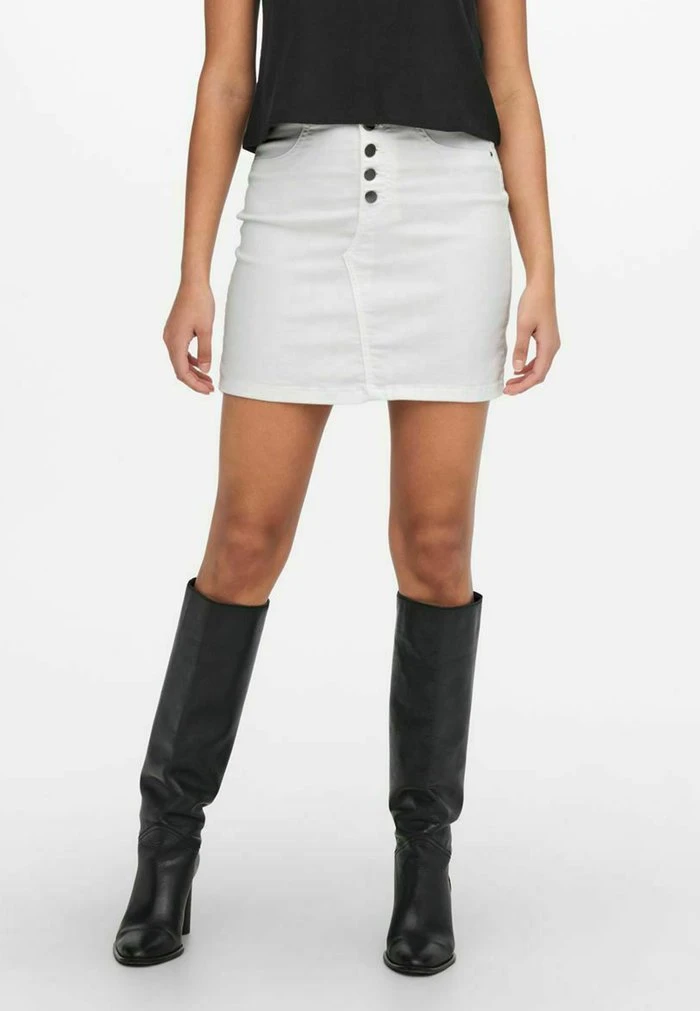 JDYLARA LIFE FLY BUTTON SHORT SKIRT - Minijupe - White 1 JDYLARA LIFE FLY BUTTON SHORT SKIRT - Minijupe - White