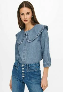 JDY 3/4 ÄRMEL KRAGEN - Chemisier - Light Blue Denim -JDY Soldes Magasin e1a5f7a30b274e9cb8f1e8ee50447f73