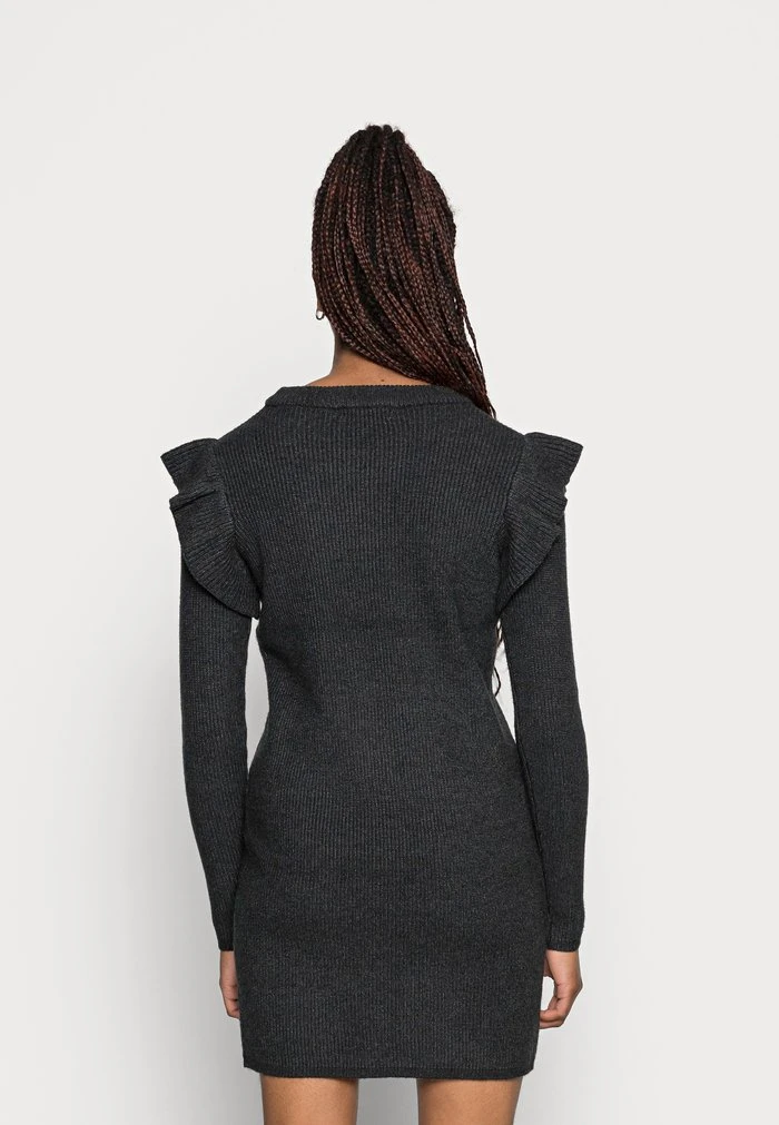 JDY WILLA FRILL DRESS - Robe Pull - Dark Grey Melange 3 JDY WILLA FRILL DRESS - Robe Pull - Dark Grey Melange – Image 3