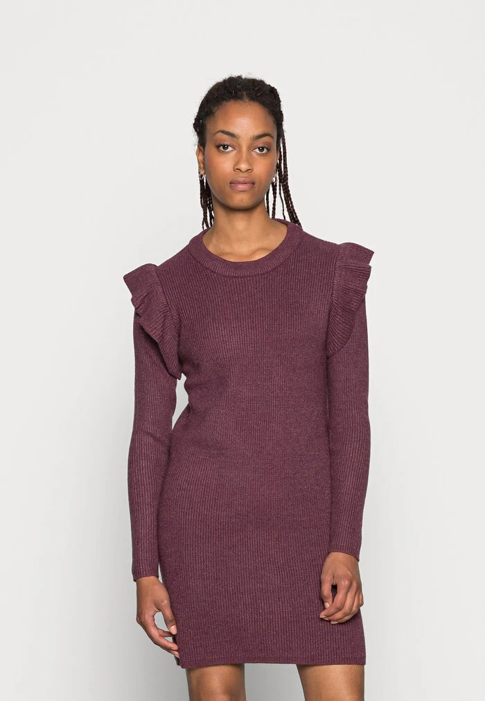 JDY WILLA FRILL DRESS - Robe Pull - Winetasting Detail Melange 1 JDY WILLA FRILL DRESS - Robe Pull - Winetasting Detail Melange